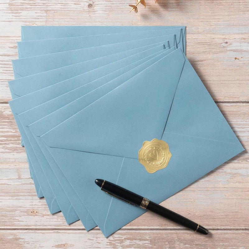 Toperd 100 Pieces A6 Envelopes Colorful 4x6 Envelopes with Gold Stickers for Greeting Cards, Birthday, Weddings, Baby Shower Invitation Cards (Dusty-Blue, 6 1/2 x 4 3/4 Inches) - Image 5